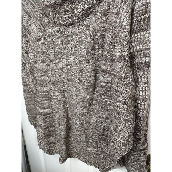 Jason Maxwell Woman M Sweater Brown White Heathered Cable Knit Long Sleeve Curve - Picture 8 of 9